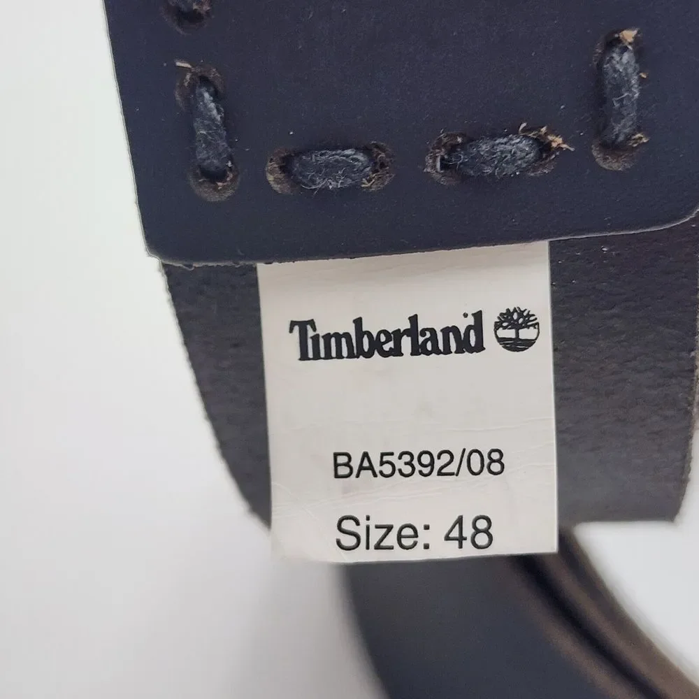 Timberland Men's Belt Size 48 Dark‎ Brown Genuine Leather Casual Pull-Up Jean